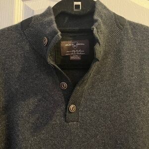 Mens' Black Brown 1826 100% Cashmere 1/4 Zip Buttoned Pullover Sweater XL